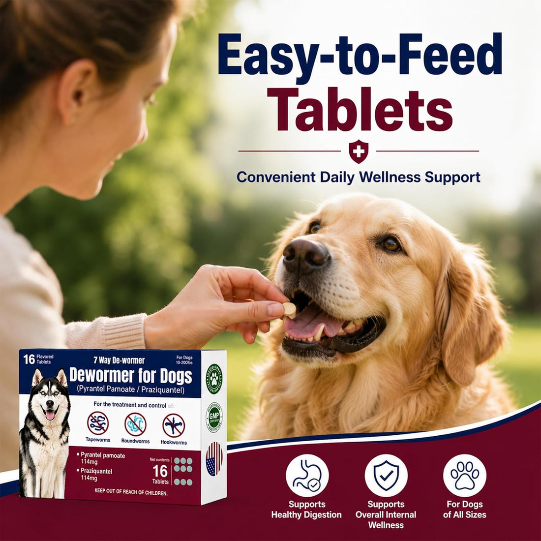 7-Way Dewormer for Dogs, Wormer for Tapeworms