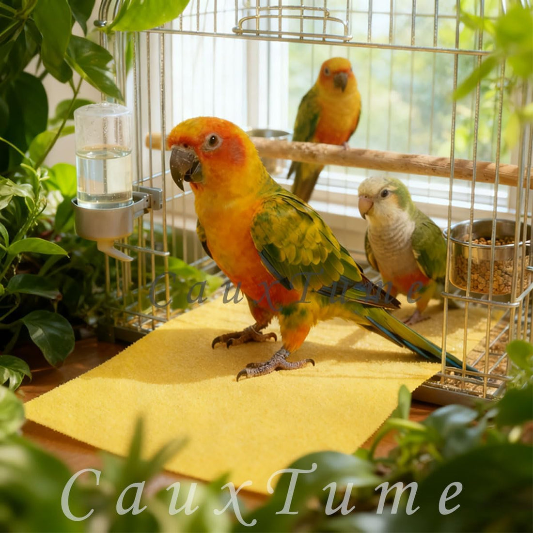CuaxTume 40 Pieces Bird Gravel Liner Paper for Bird Cage 17” x 11”