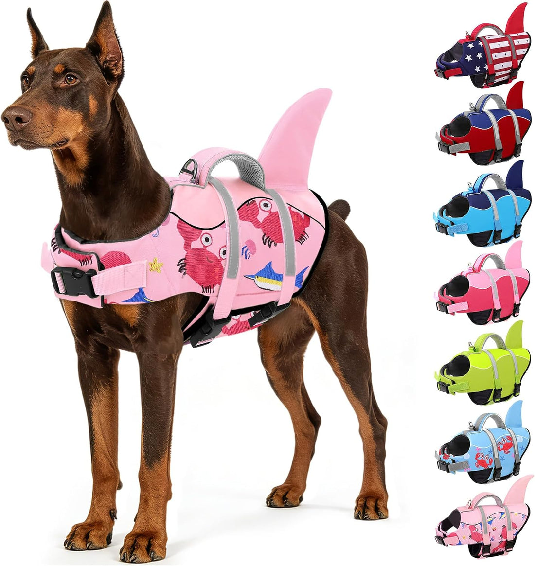 AOFITEE Dog Life Jacket High Buoyancy Shark Dog Life Vest for Swimming