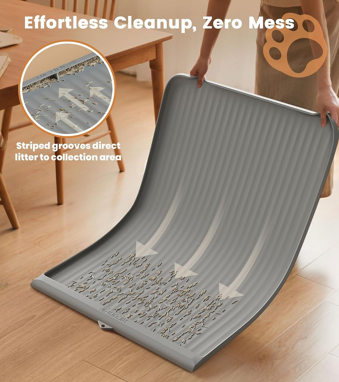 Cat Litter Mat 36"x24", Waterproof Litter Trapping Mat, Grey
