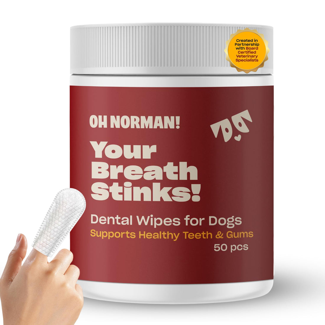 OH NORMAN! Dog Dental Wipes - Vet-Approved Pet Dental Finger Wipes