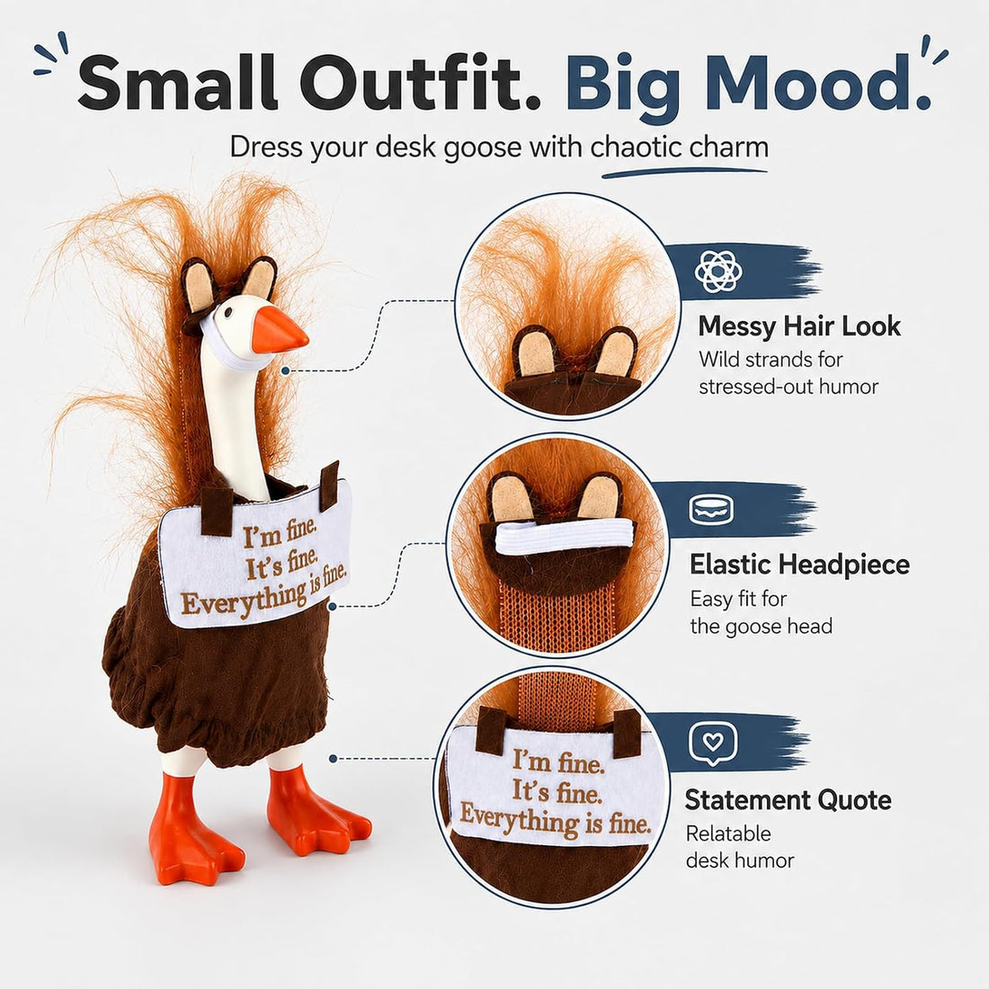 7 Inch Desk Goose Outfits, Construction Worker Costume with Hat