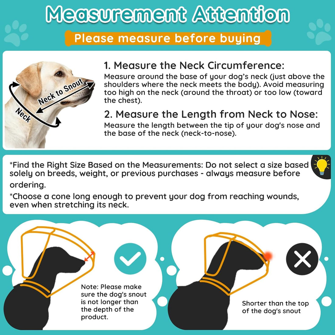 Clear Dog Cone Collar After Surgery, Extended Cone to Stop Licking