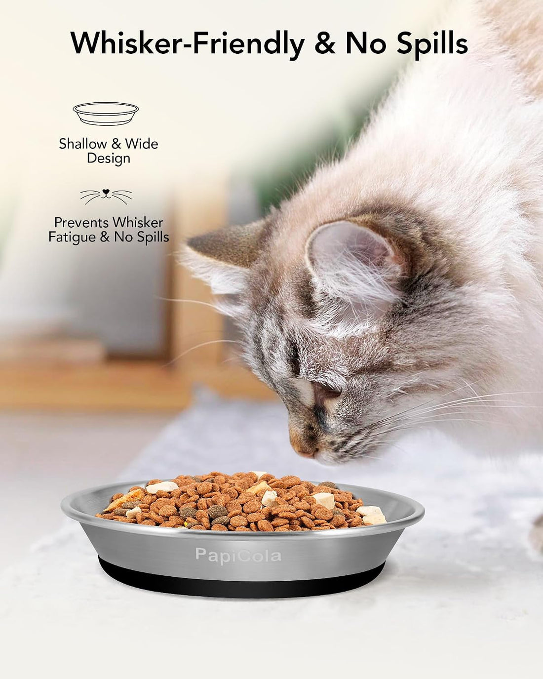 Stainless Steel Cat Bowl 1PC, Non-Slip cat Food Dishes