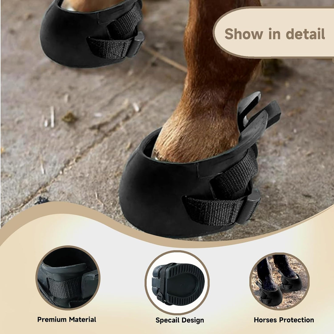 2 Pack Hoof Boots for Horses, Horse Hoof Boots, Rubber Horse Boots
