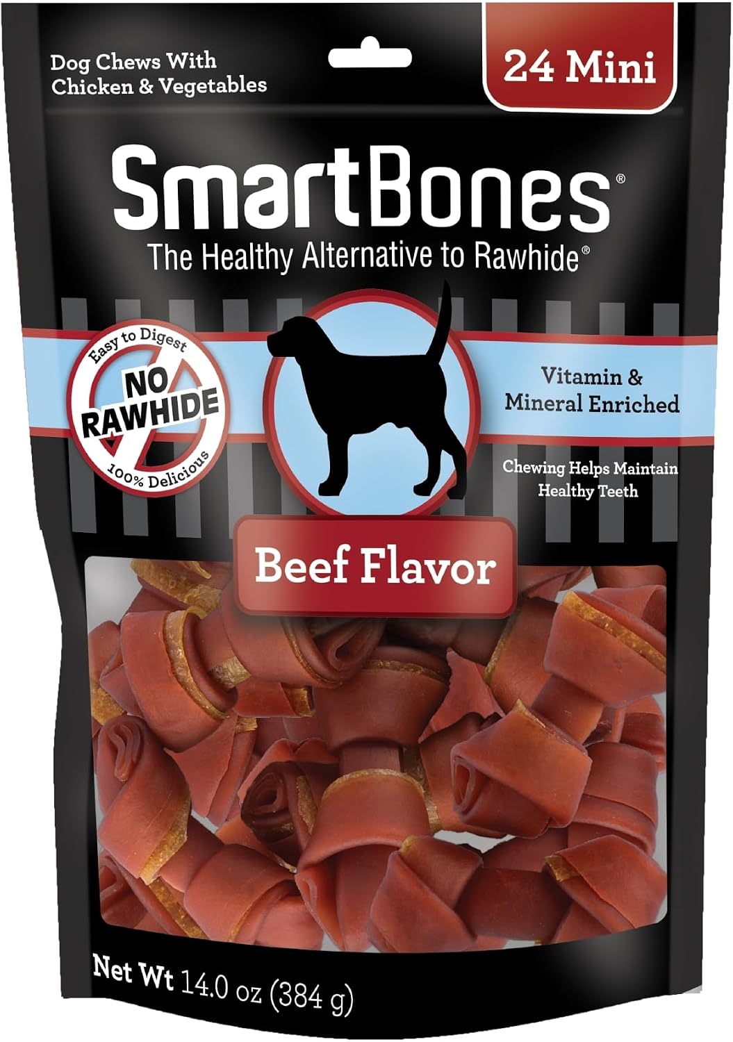 SmartBones Mini Bones Rawhide-Free Dog Treat, Real Peanut Butter