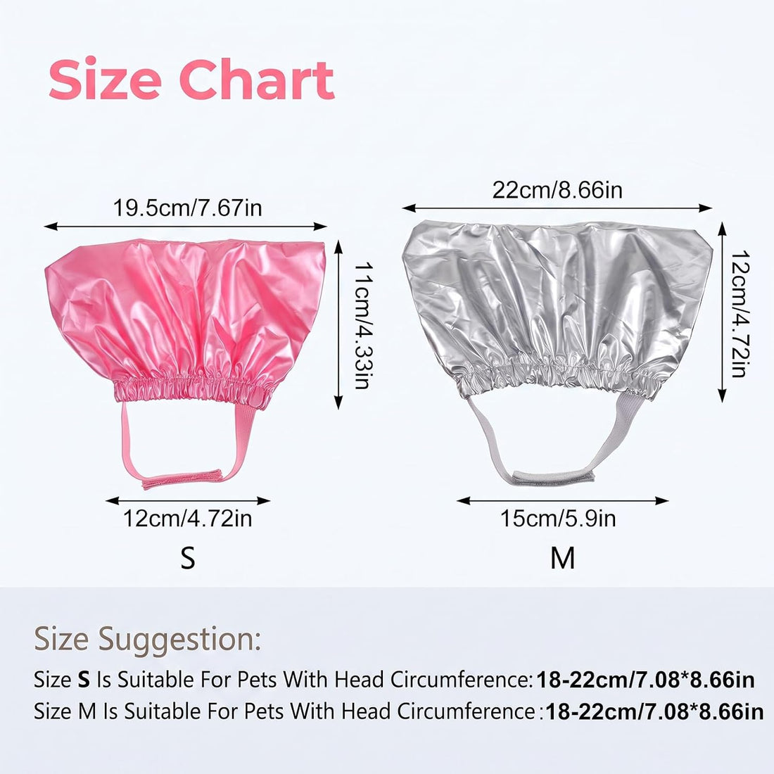 2Pcs Waterproof Pet Shower Cap Reusable Dog Bonnet for Bathing S&M