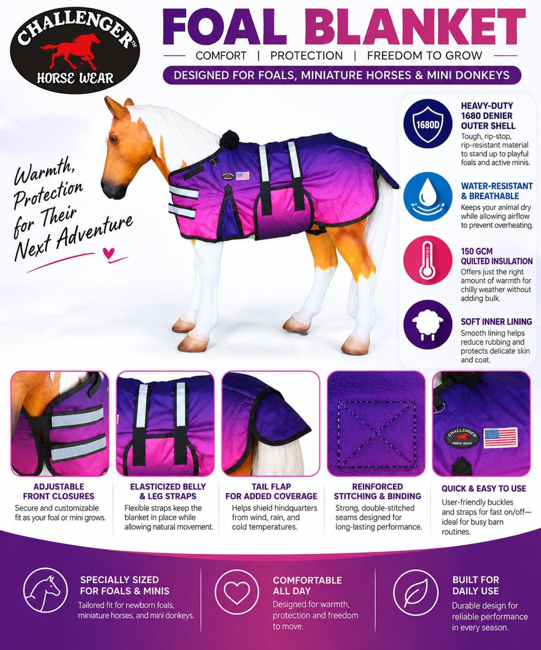 1680D Miniature Foal Pony Donkey Weanling Winter Blanket 519TS07-L