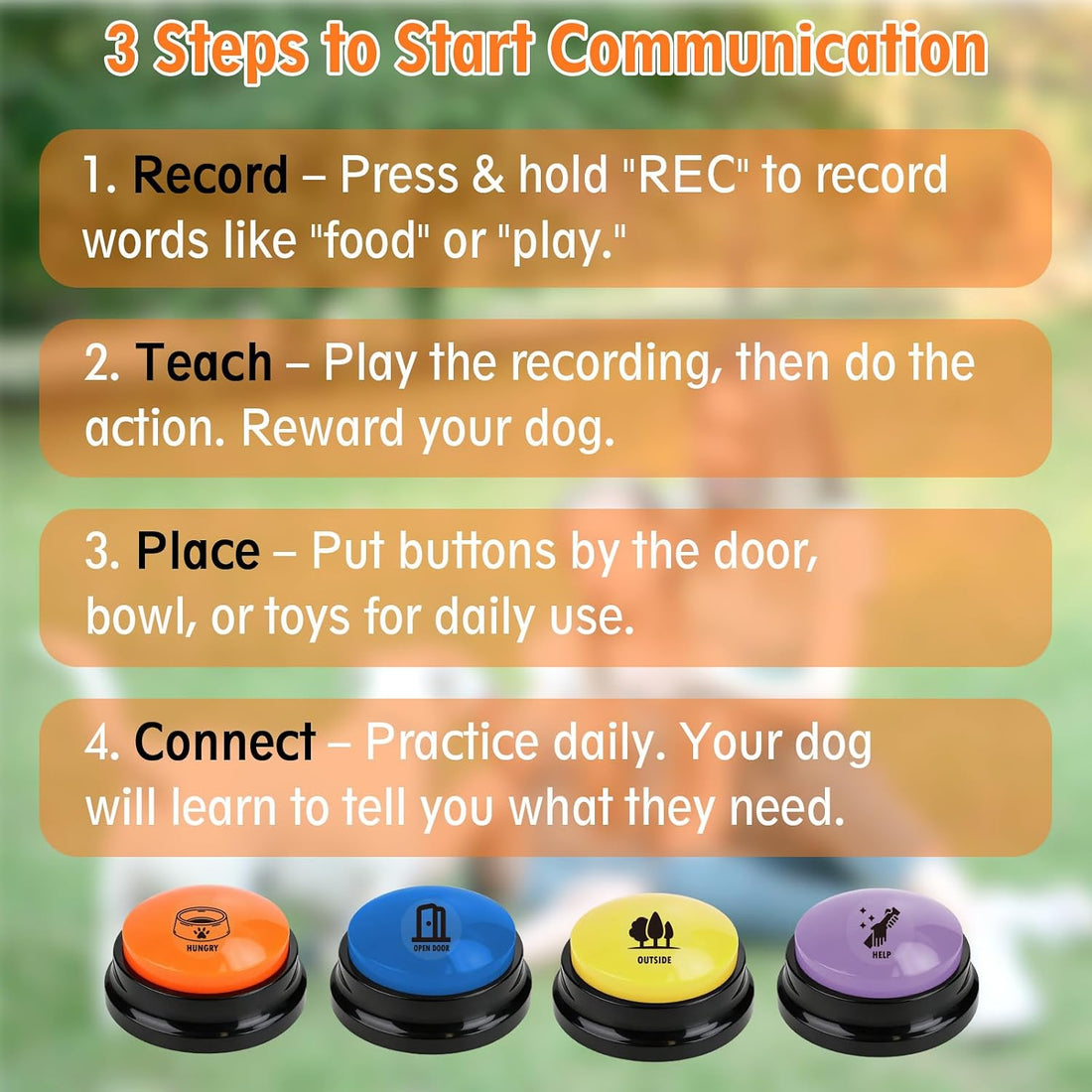 Dog Buttons for Communication, 8 Pack Recordable Dog Talking Buttons