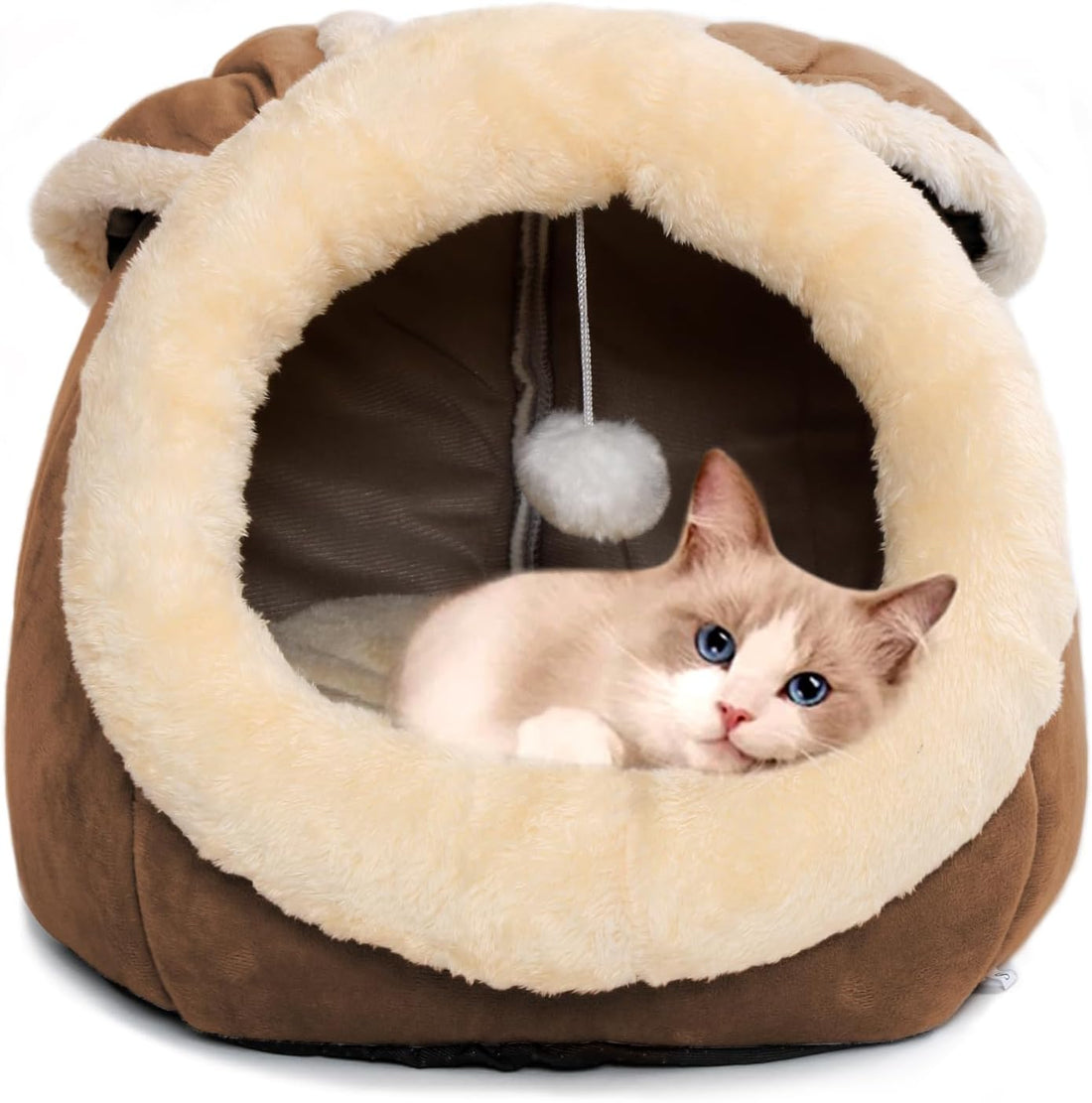 Cat Beds for Indoor Cats-Rabbit-Shaped Cat Cave Bed with Hanging