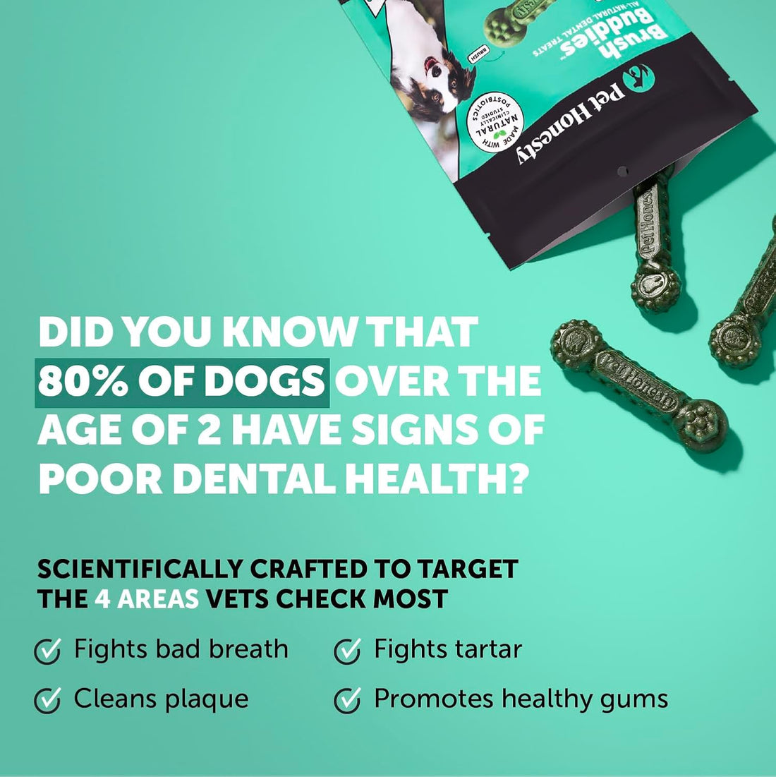 Pet Honesty Brush Buddies All Natural Dog Dental Treats for Dogs