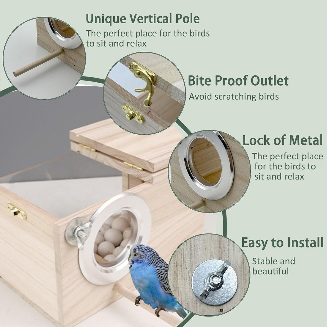 Parakeet Nesting Box, 7.87 X 4.72 X 4.72 inch Transparent Bird Nest