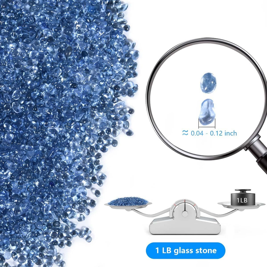KISEER Clear Aquarium Glass Stone Bulk 1 LB Sea Glass Beads Gems