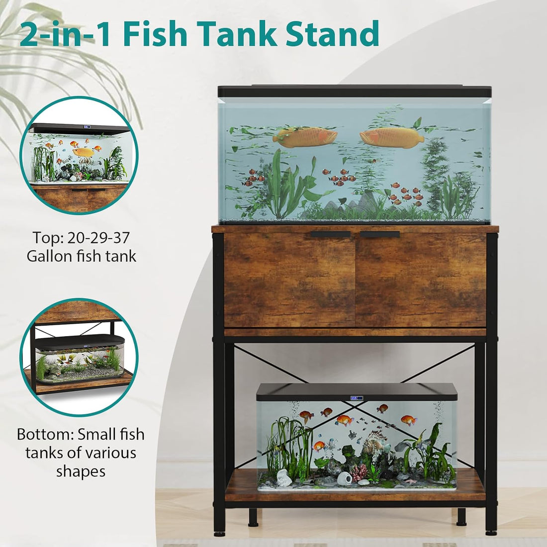 5-10 Gallon Fish Tank Stand with Cabinet Storage for Aquarium Stand