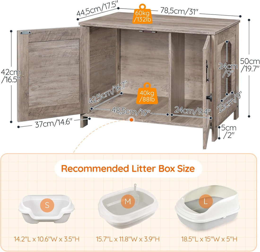 HOOBRO Litter Box Enclosure, Cat Litter Box Furniture with Removable