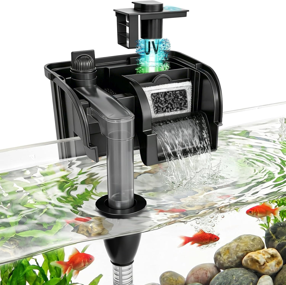 Large Hang on Back Aquarium Filter w/ U-V Light for 40-150 Gallon