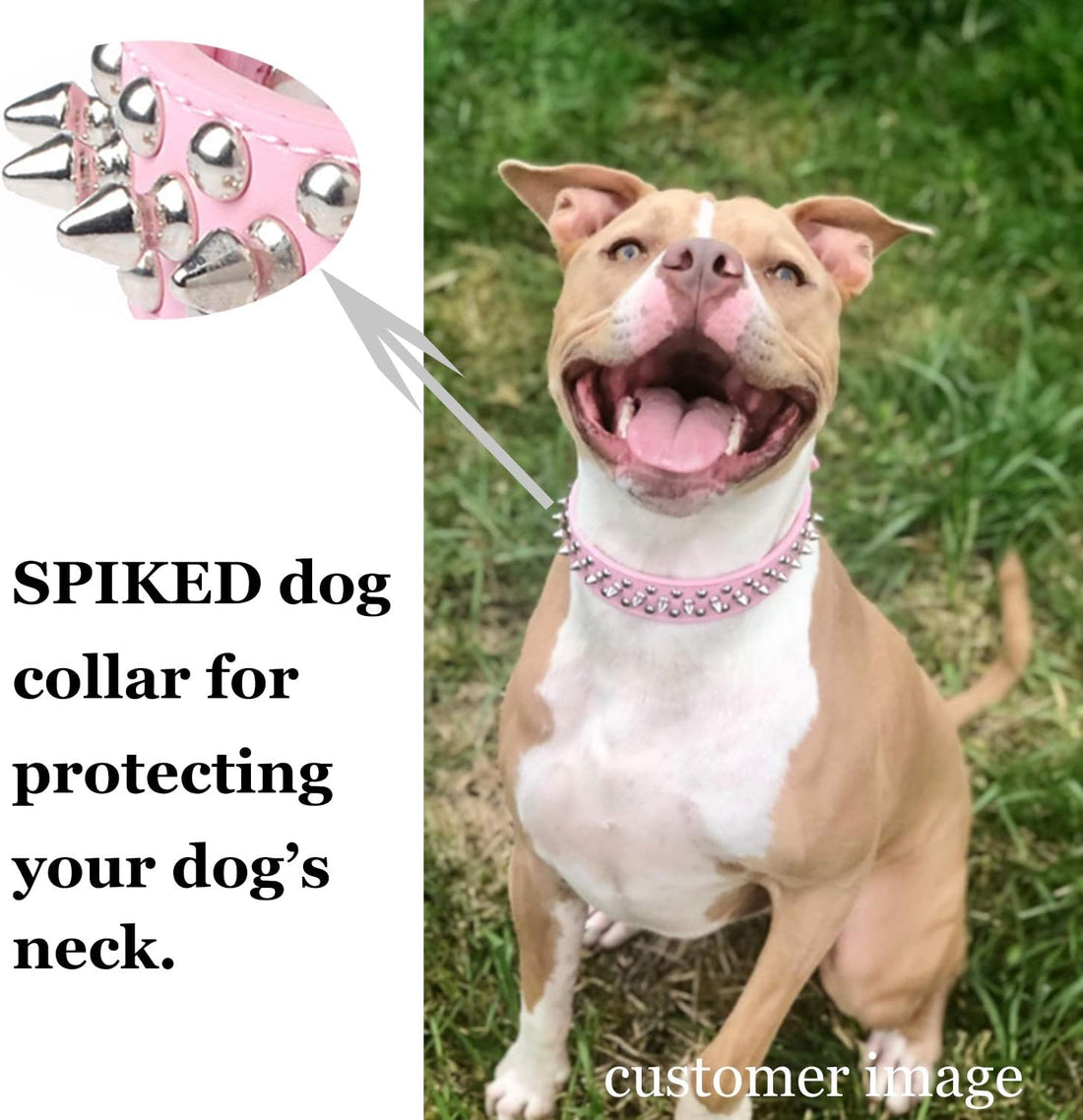 TEEMERRYCA Adjustable Leather Spiked Studded Dog Collars with