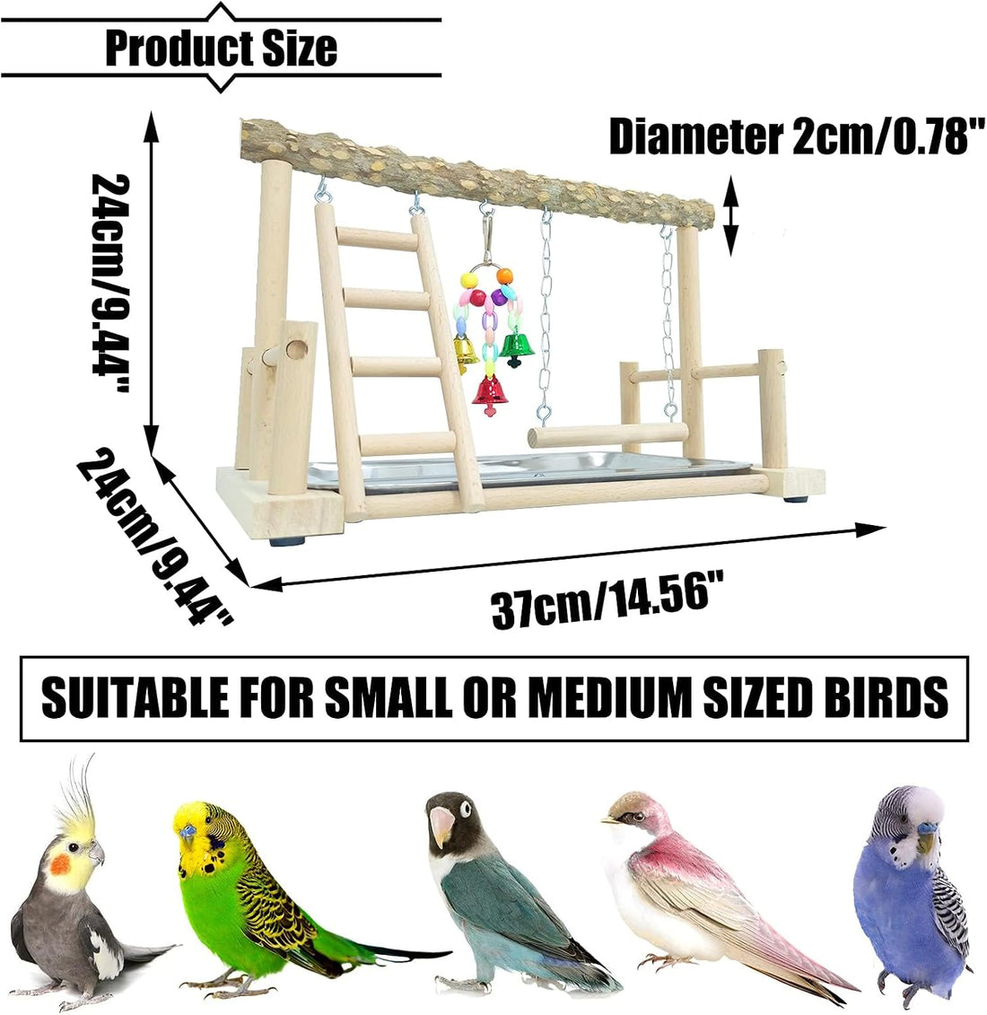 PINVNBY Bird Playground Parrot Playstand Birds Play Stand Wood