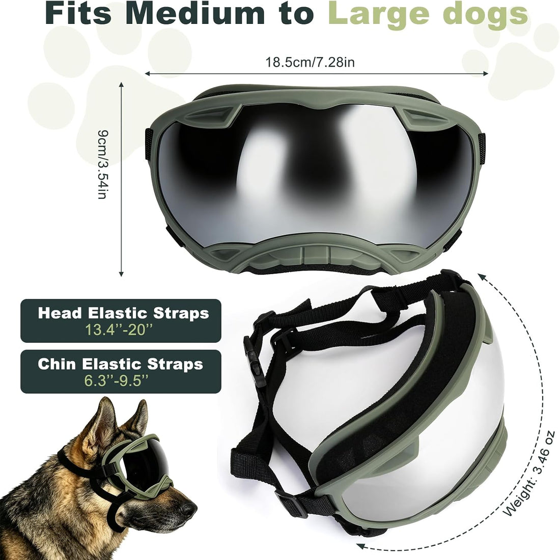 UV Protection Windproof Dog Goggles for Medium Large Dogs