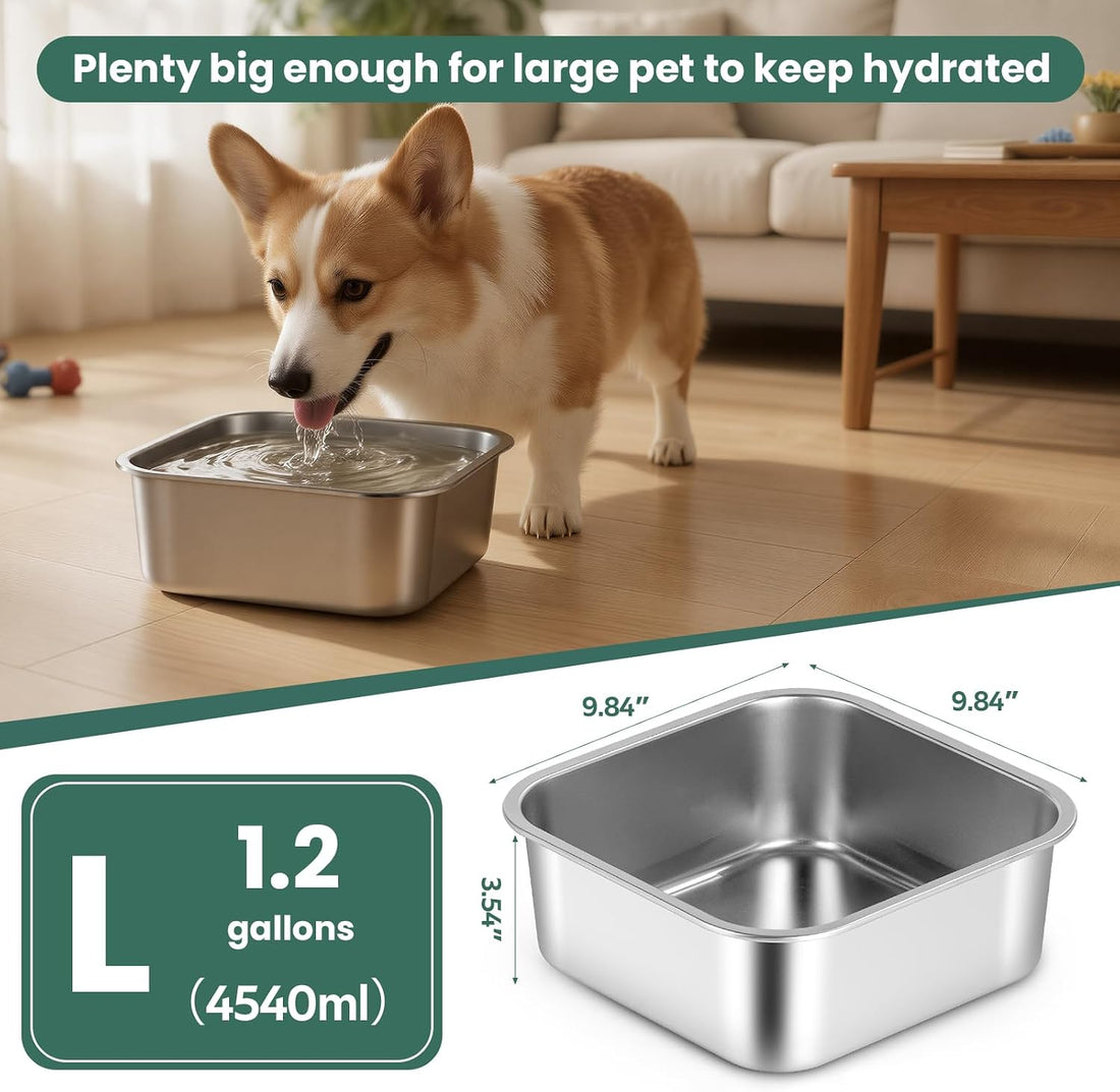 ZPUFAW 1.2 Gallons Dog Water Bowl