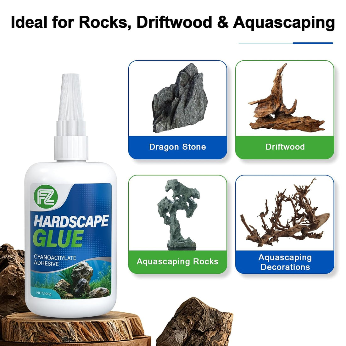 FZONE Aquarium Glue,Liquid Glue for Aquascaping Rocks