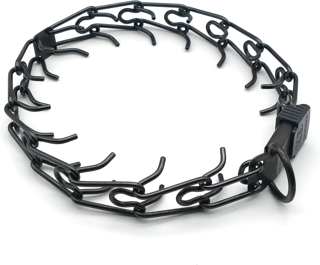 Herm Sprenger Black Stainless Steel Prong Dog Collar with ClicLock