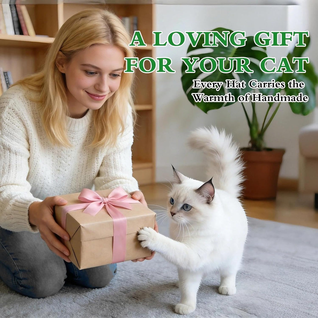 floofelove Flower Cat Hat, Cotton & Soft Cute Knitted Hats for Cats
