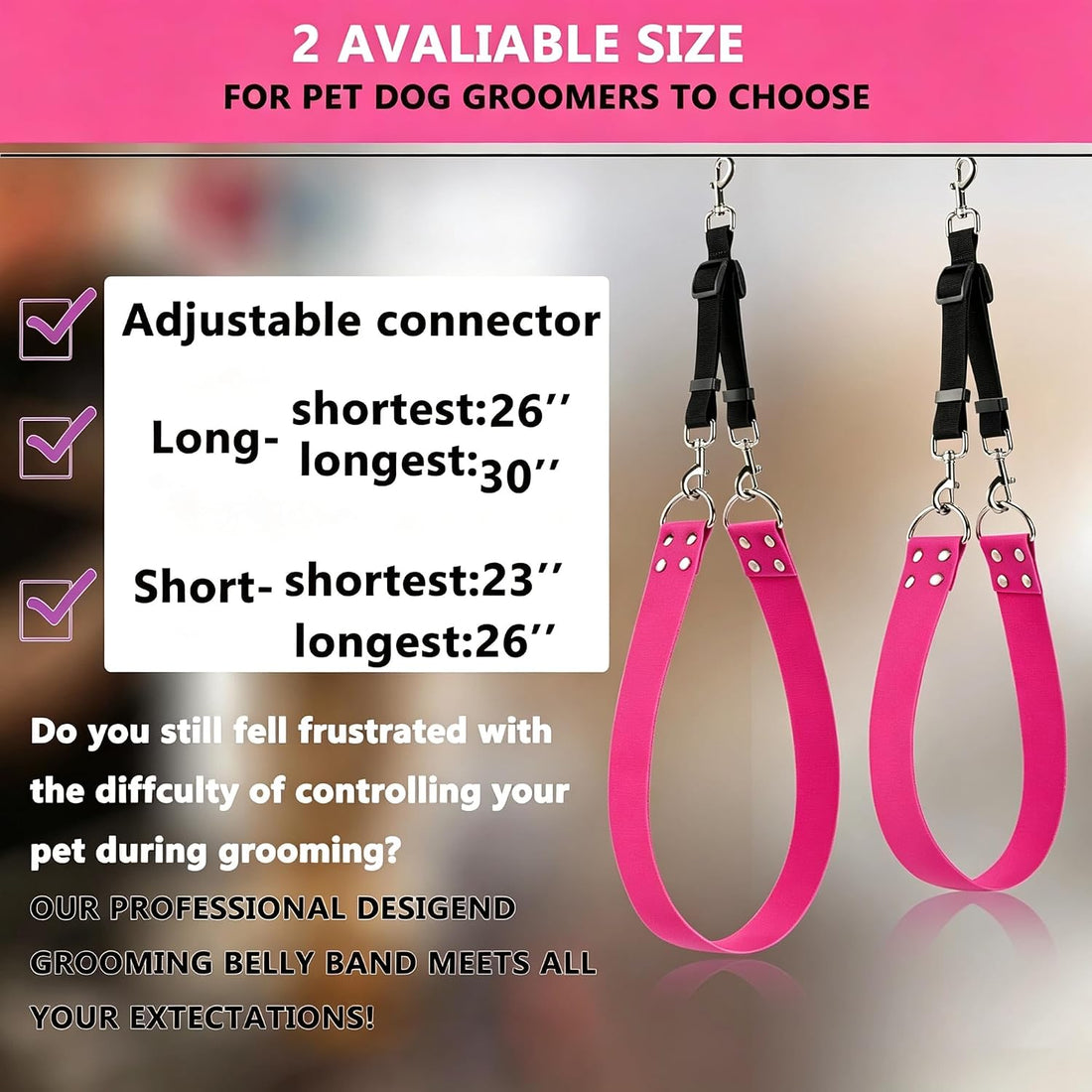 Dog Grooming Belly Band - Pet Grooming Belly Straps Pink Groomer