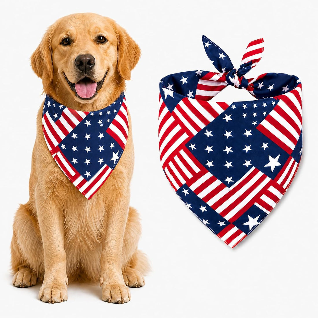 Khaki Plaid Dog Bandana 1 Pack, Fits Neck Up to 18"