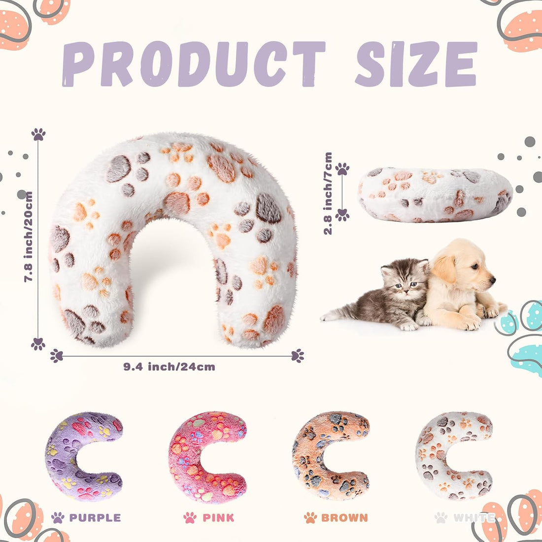 Sweetude 4 Pcs Pillows for Cats Puppy Bed Fluffy Pet Calming Soft