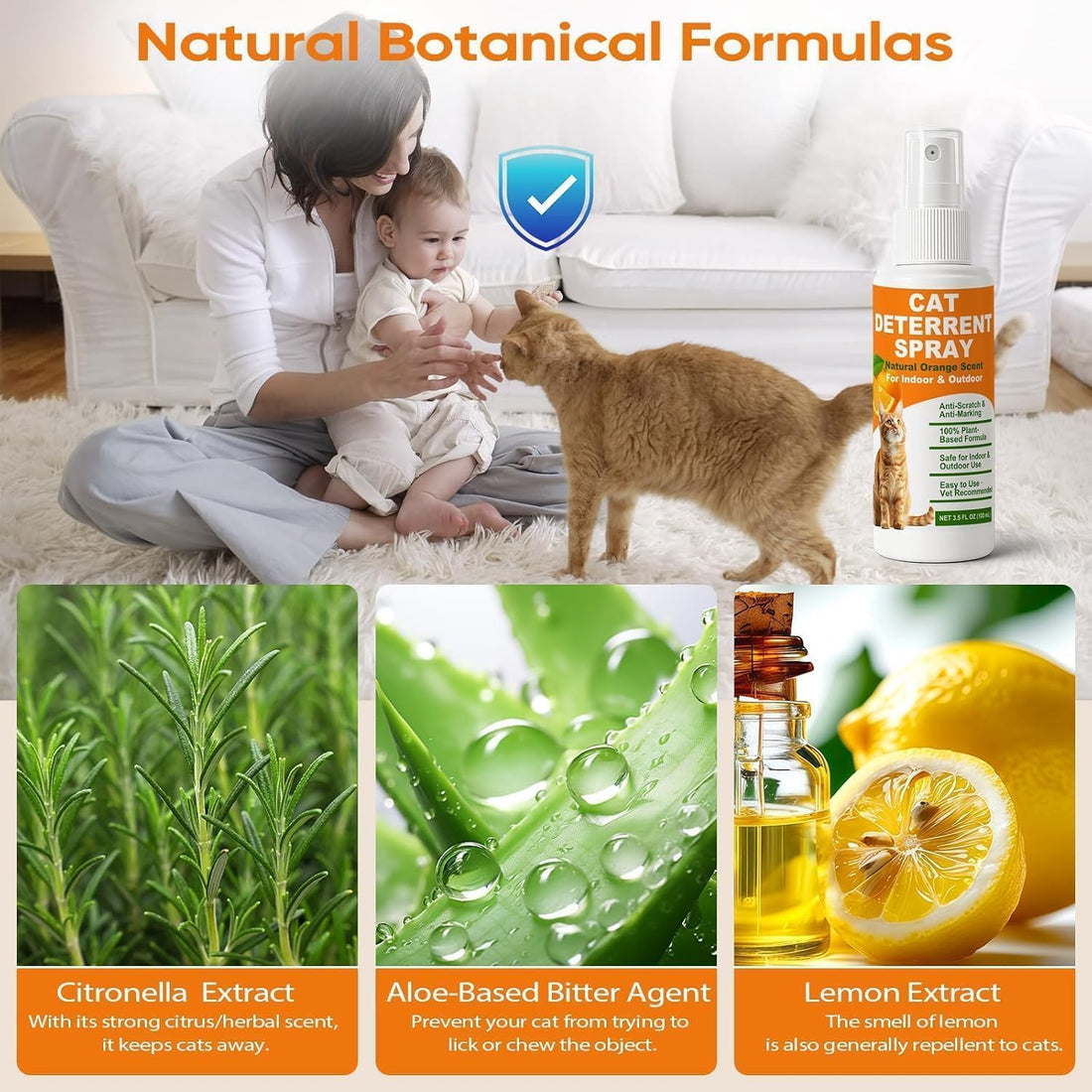 Cat Deterrent Spray 2 Pack, Natural Non-Toxic Plant Based