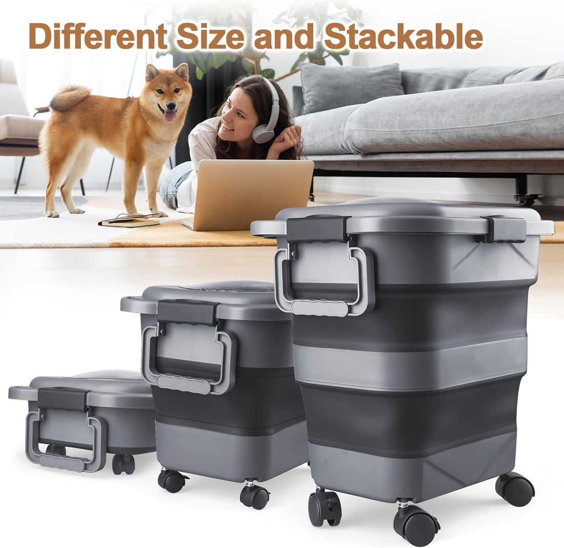 Dog Food Storage Container, 10-20 lbs Airtight Collapsible Cat Food