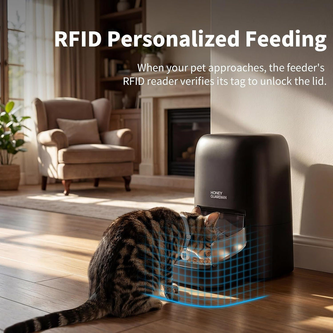 HoneyGuaridan RFID Automatic Cat Feeder with Collar Tag-Activated