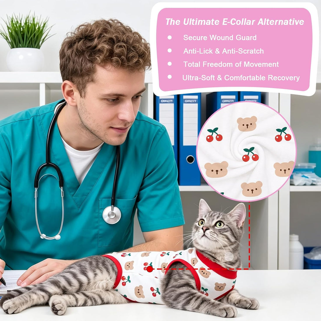 Coppthinktu Cat Recovery Suit Female Cat Onesie for Spay Abdominal