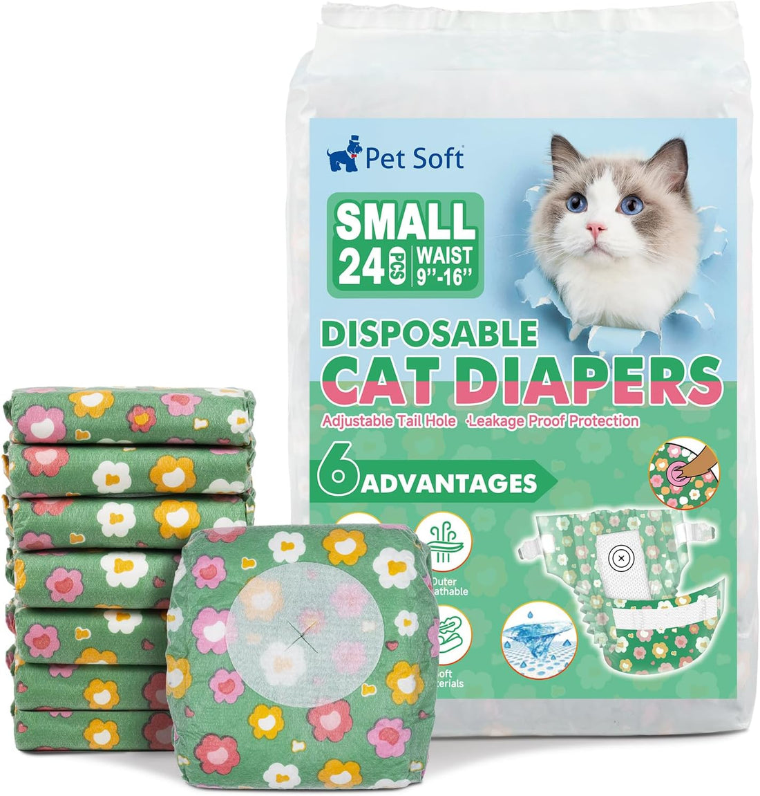 Pet Soft Disposable Cat Diapers - Diaper for Female & Male Cats