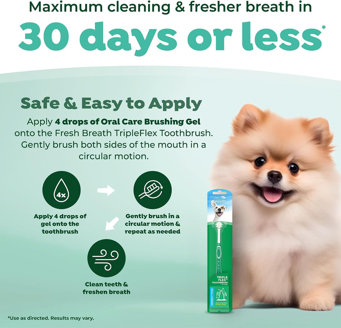 TropiClean Fresh Breath TripleFlex Dog Toothbrush, Small/Medium Dogs