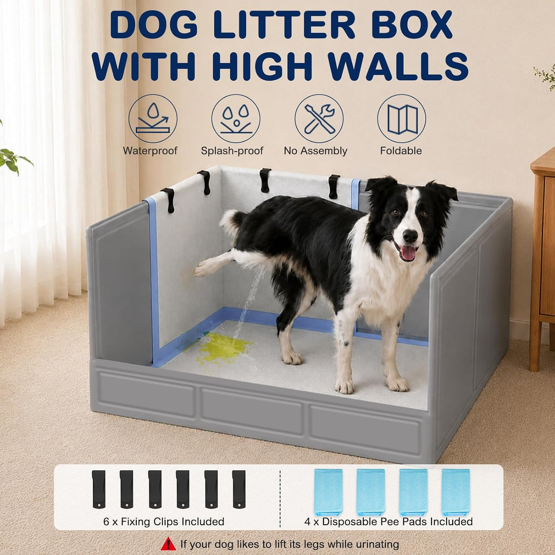 BoYata Dog Litter Box with High Walls