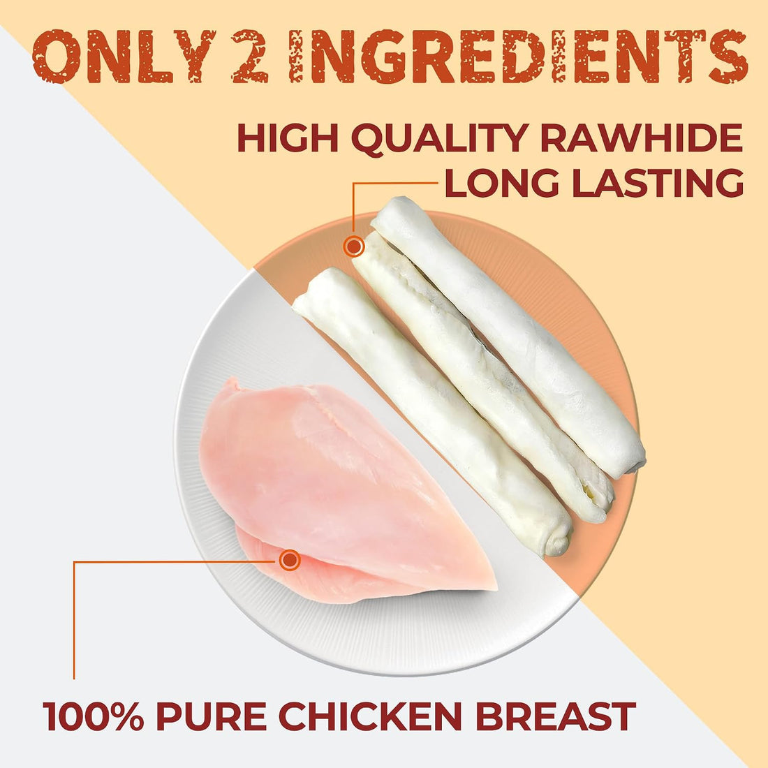 Just Try 2 Packs 13" Large Size Chicken Wrapped Rawhide Dog Chew