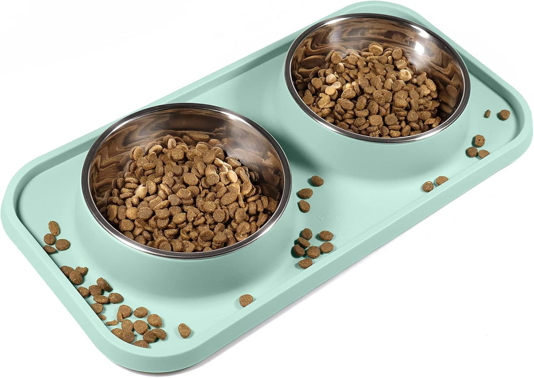 L.D.Dog Cat Food Bowls, Cat Bowls Non-Skid and Non-Spill Silicone