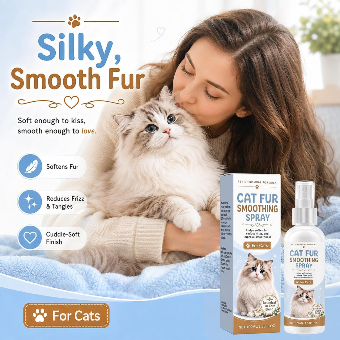 Cat Detangler Spray, Natural Solution for Matted Hair