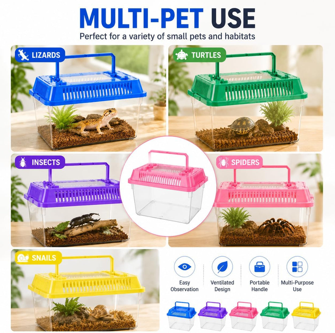 25 Pack Small Reptile Carrier Boxes, 5.9 x 4.3 x 3.7 in