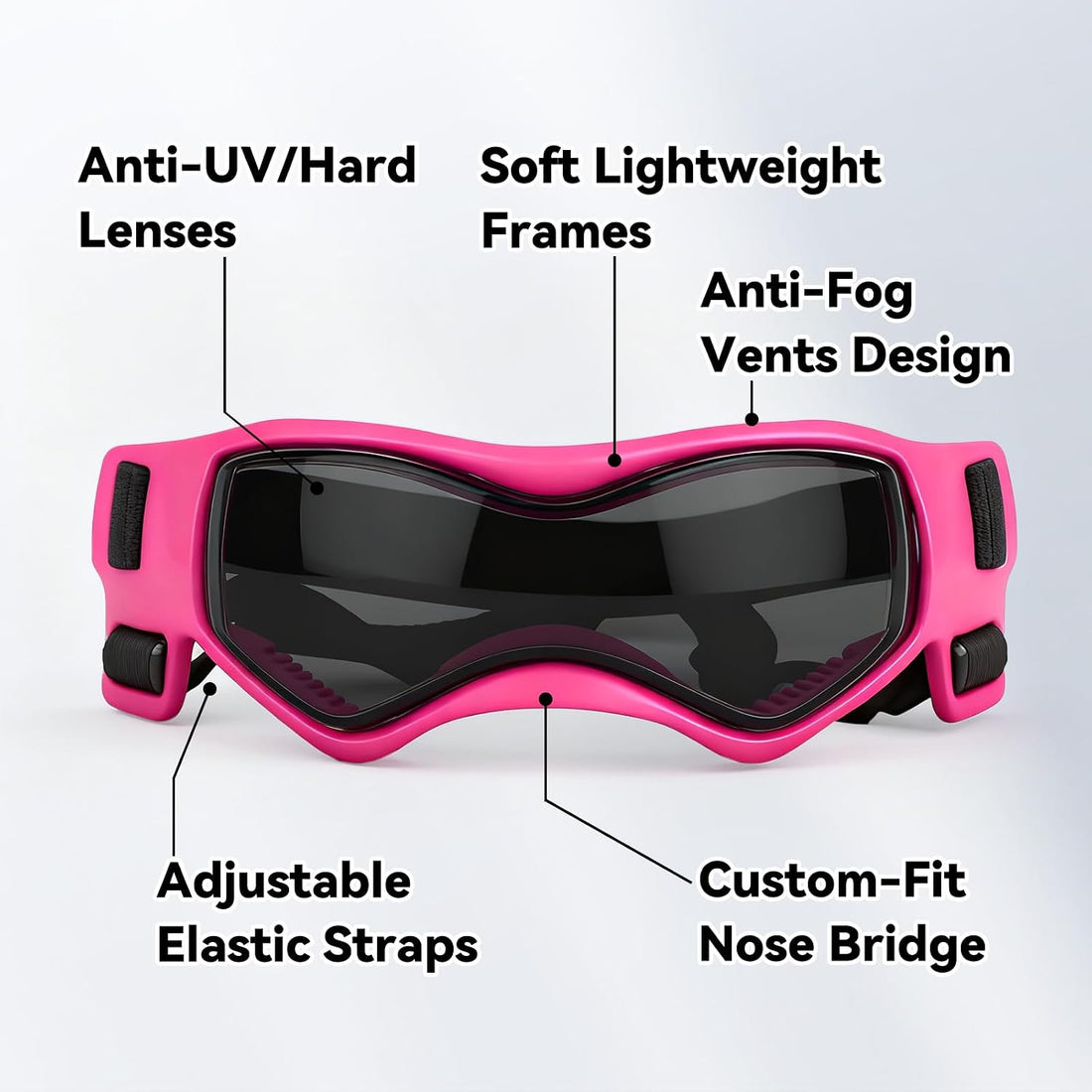 Small Breed Dog Goggles, Pink Sunglasses with UV Protection