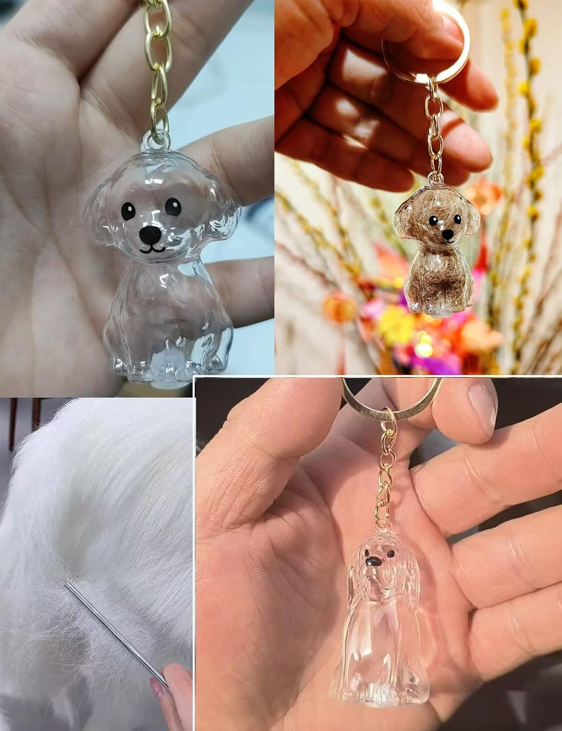 3D Clear Pet Hair Keepsake Keychain