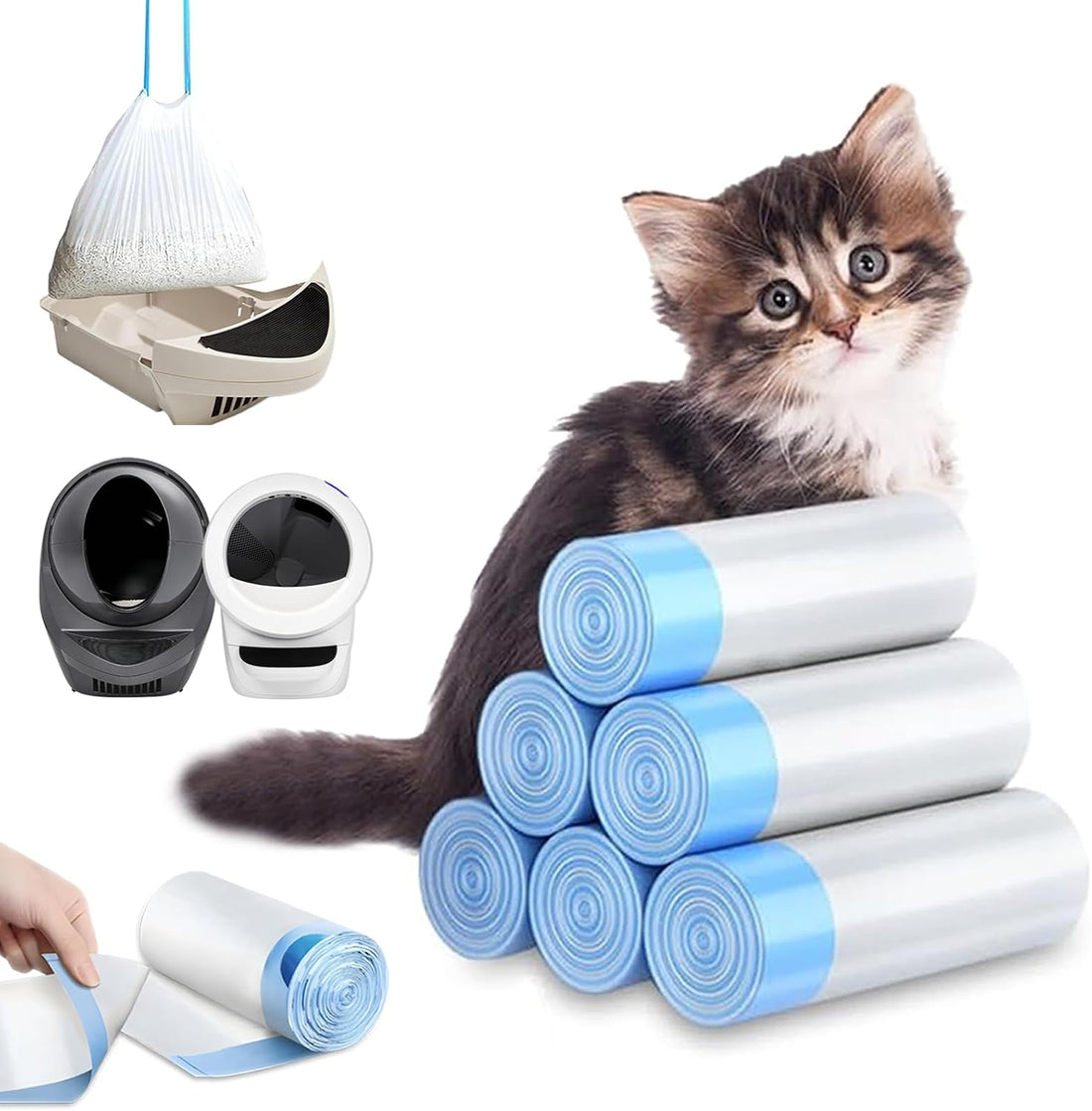 XUEPETT 120 Pack Cat Litter Box Liners with Drawstring, 25.2" x 15.7"