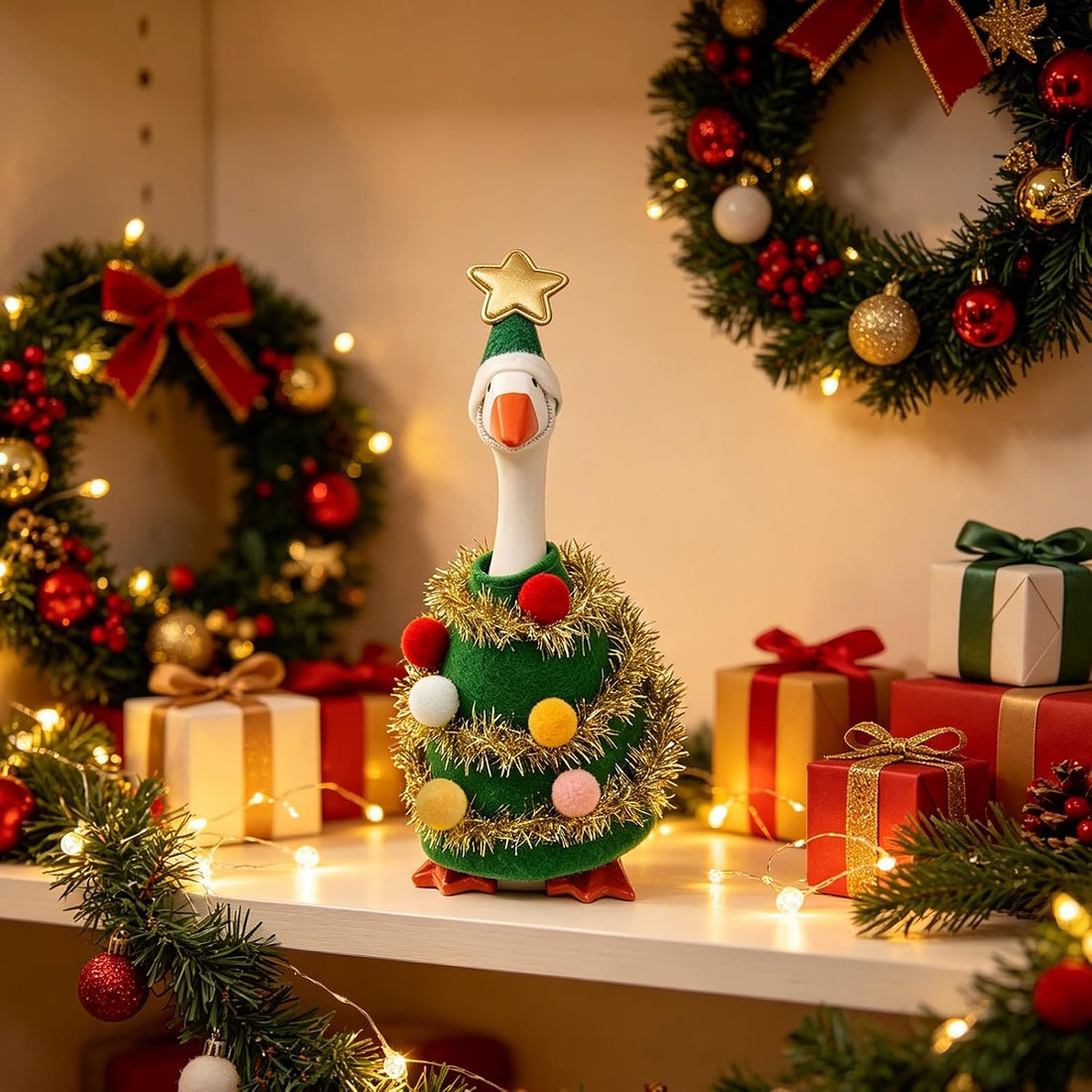 7 Inch Desk Goose Outfits, Mini Christmas Tree Costume for Desktop