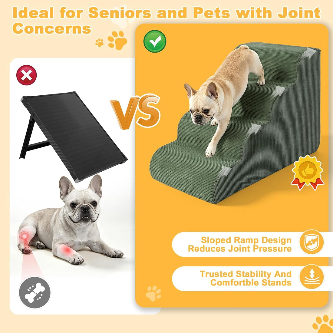 Olaivy Dog Stairs for Small Dogs 17.7" H