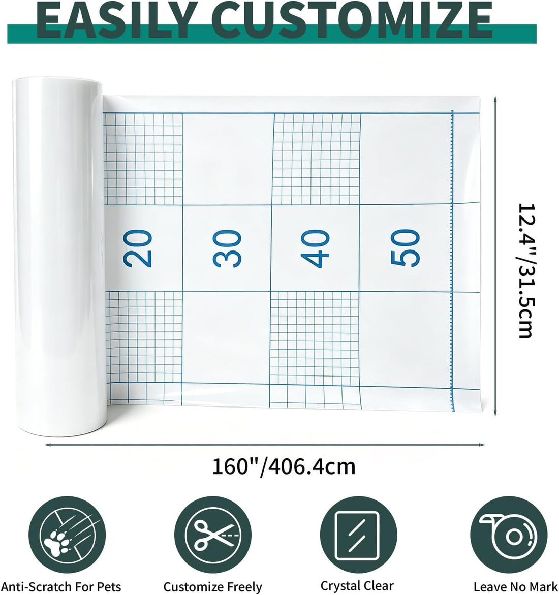Anti Cat Scratch Furniture Protector,Thicken Vinyl 160" x 12.4"