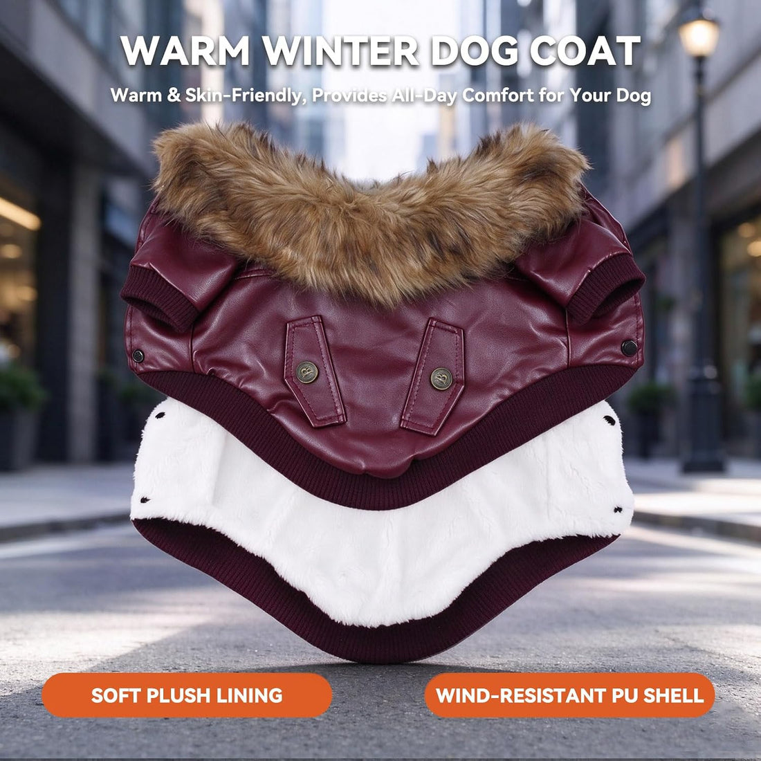 LESYPET Dog Leather Jacket for Small Dogs
