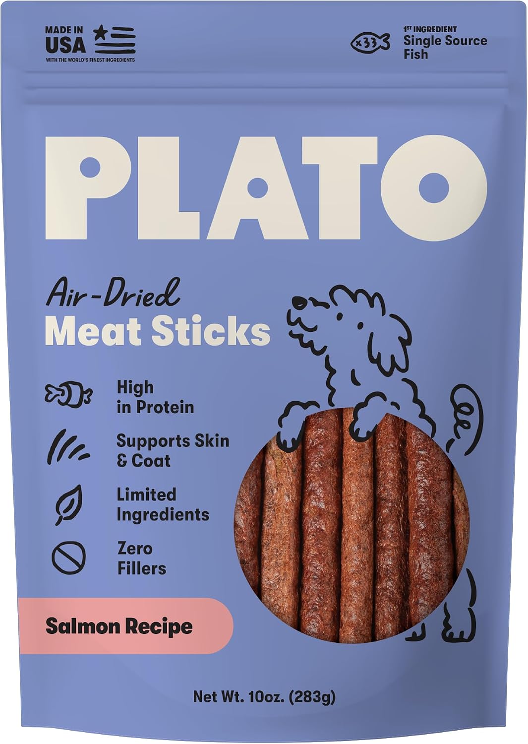 Plato Meat Sticks Salmon Dog Treats