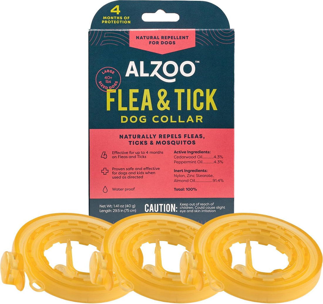 ALZOO Flea & Tick Collar for Dogs, Large 40+ lb